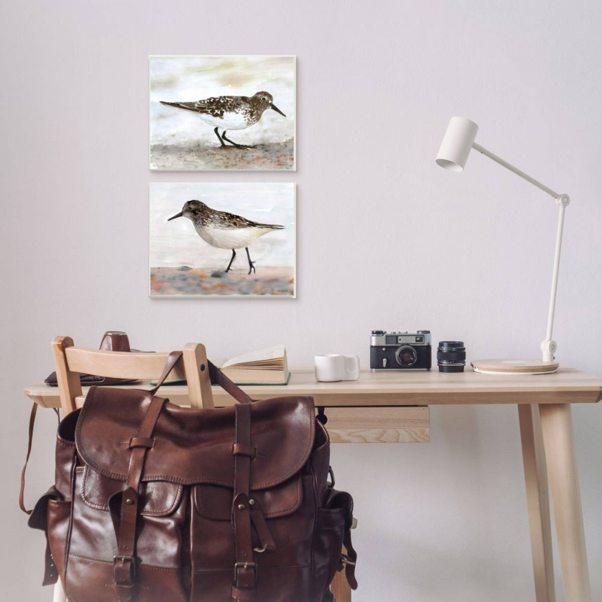 Stupell Industries Sandpipers on Coast Nautical Bird Beach Scene Wood Wall Plaque